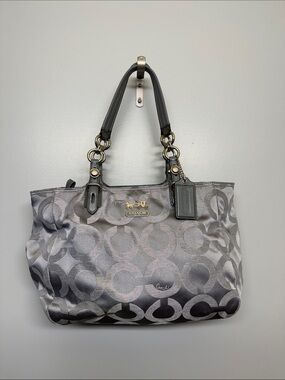 Coach Metallic Silver Gray Signature Shoulder Bag